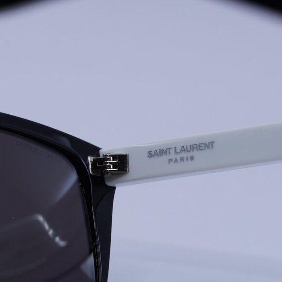 Saint Laurent SL1 020 Sunglasses White/Black Square Frame, Grey Lenses main image 6